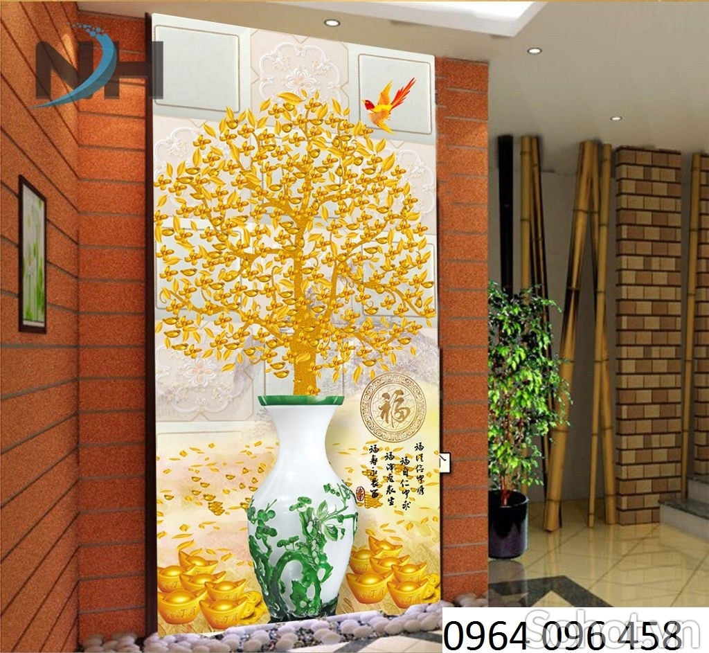 Tranh gạch 3d cây tiền vàng - NBCV42