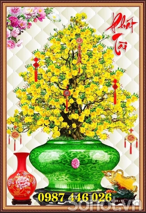 Tranh gạch hoa mai vàng