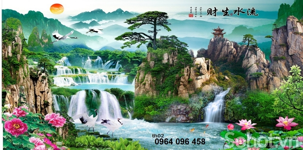 gạch tranh 3d phong cảnh sông nước - 65AB