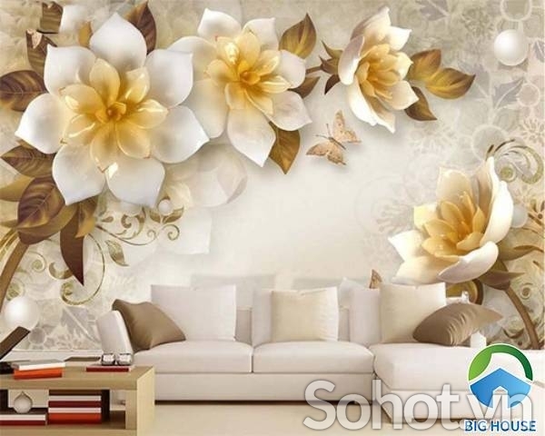 Tranh gạch 3d hoa ngọc cao cấp - GMN74