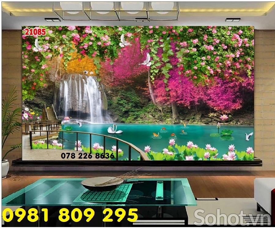 Tranh thác nước 3d - gạch trang trí