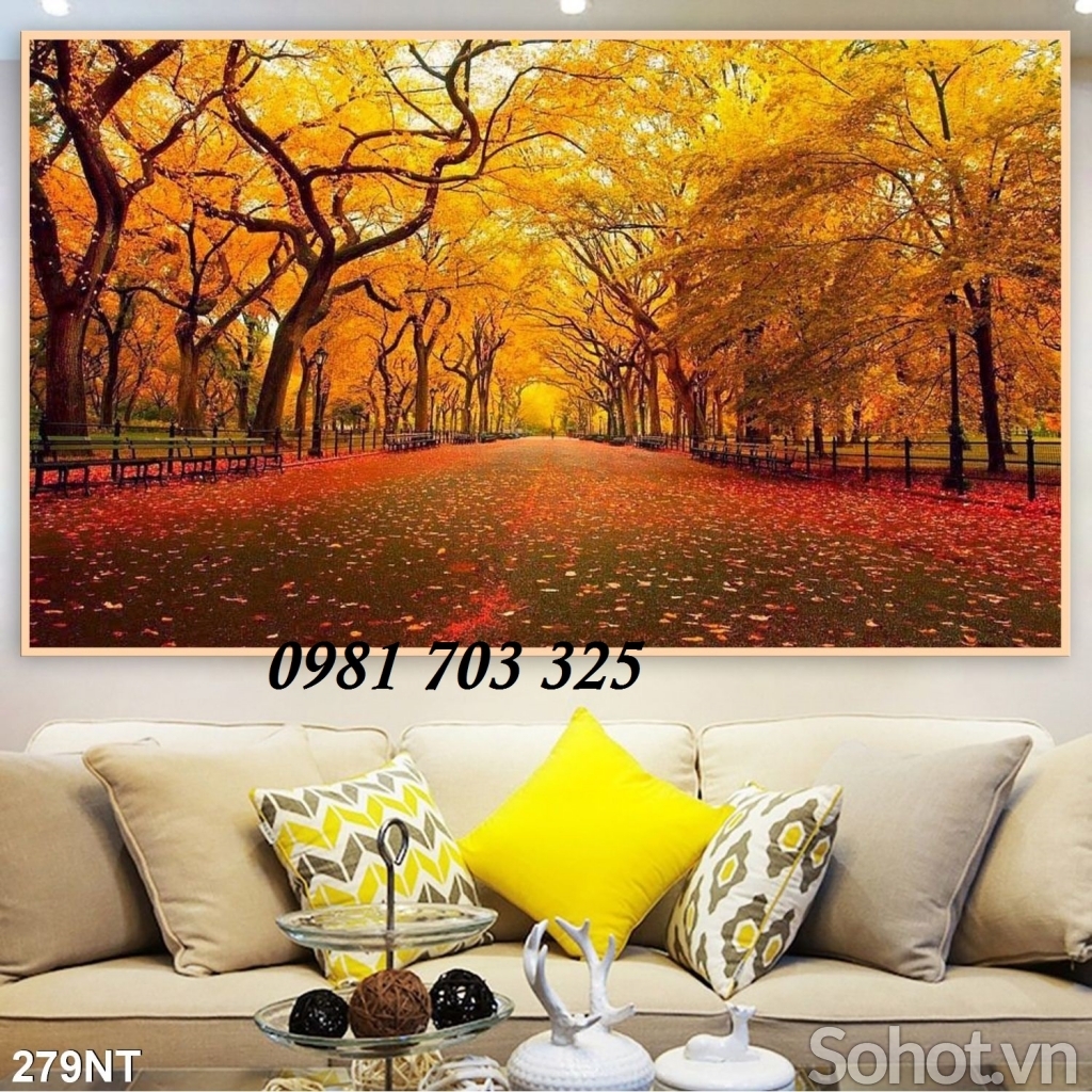 tranh gạch phong cảnh, tranh 3D phong cảnh mùa thu