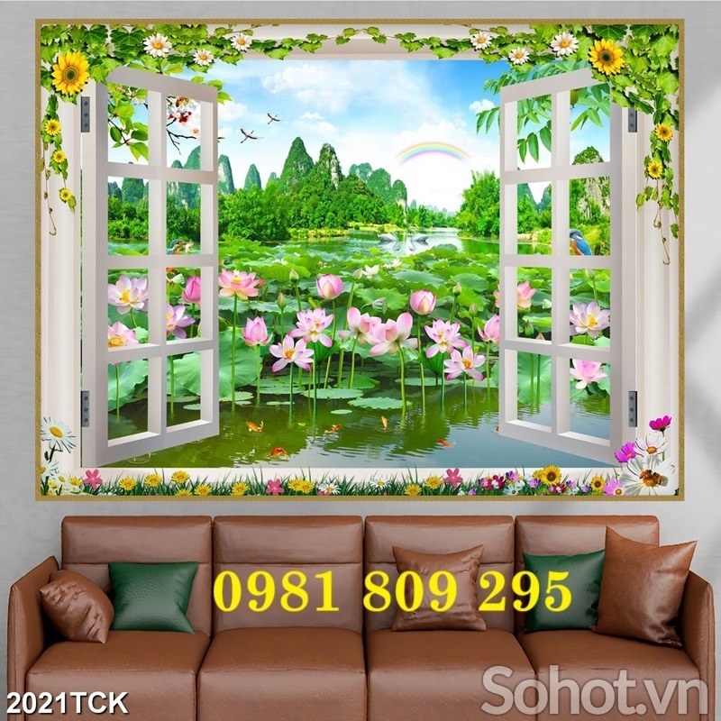 Gạch , gạch tranh hoa sen đẹp 3d