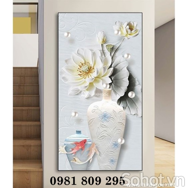 Mẫu tranh bình hoa , gạch 3d trang trí HN999