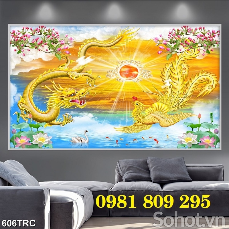 Tranh gạch men rồng phượng HP23365