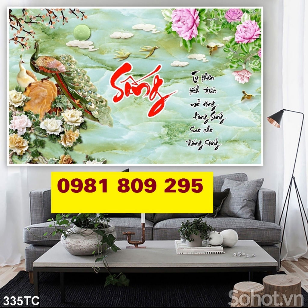 Tranh gạch men , gạch 3d trang trí chim công