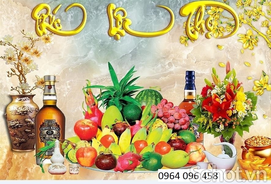 Tranh gạch 3d câu đối phòng thờ - TJHH6