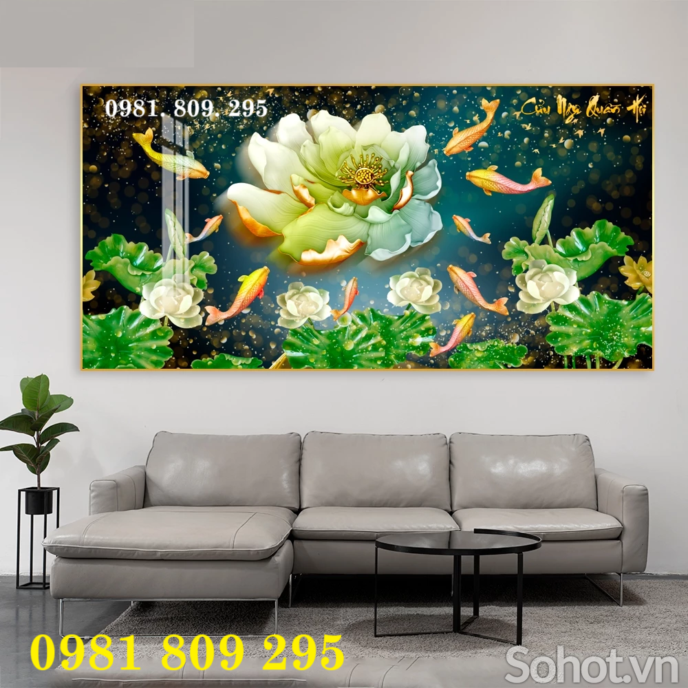 Tranh 3d gạch ốp tường hoa sen HN999