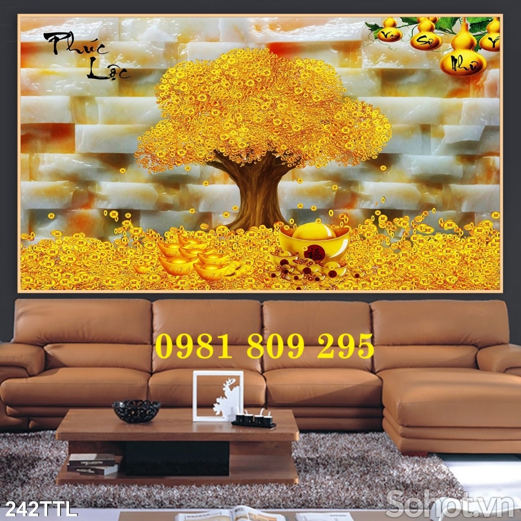 Gạch 3d ốp tường , tranh cây kim tiền