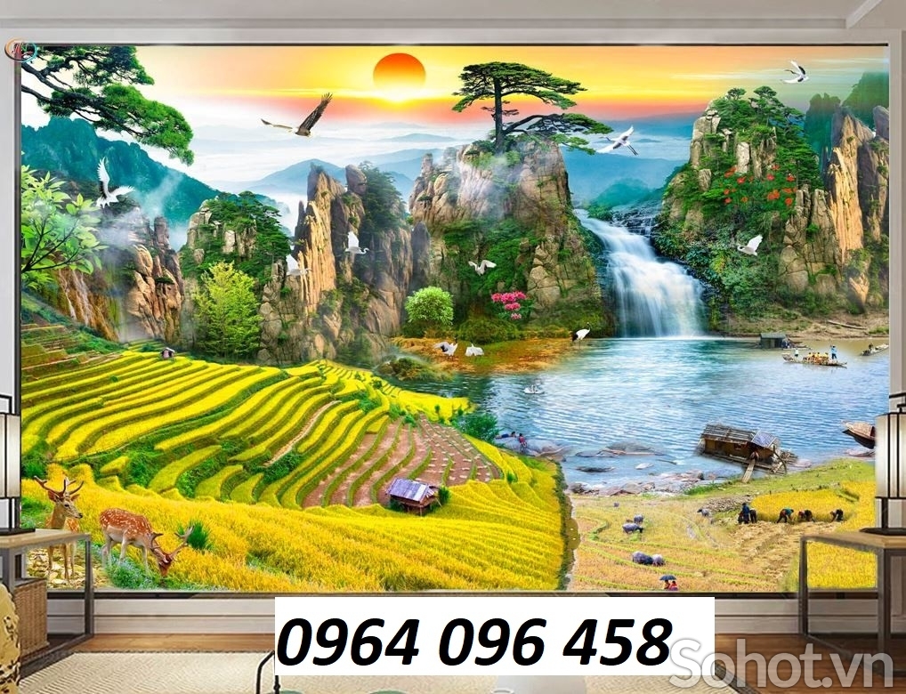 Mẫu tranh gạch 3d phòng khách - 555HD