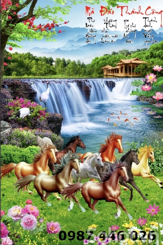 Tranh gạch bát mã, tranh tường mã đáo thành công