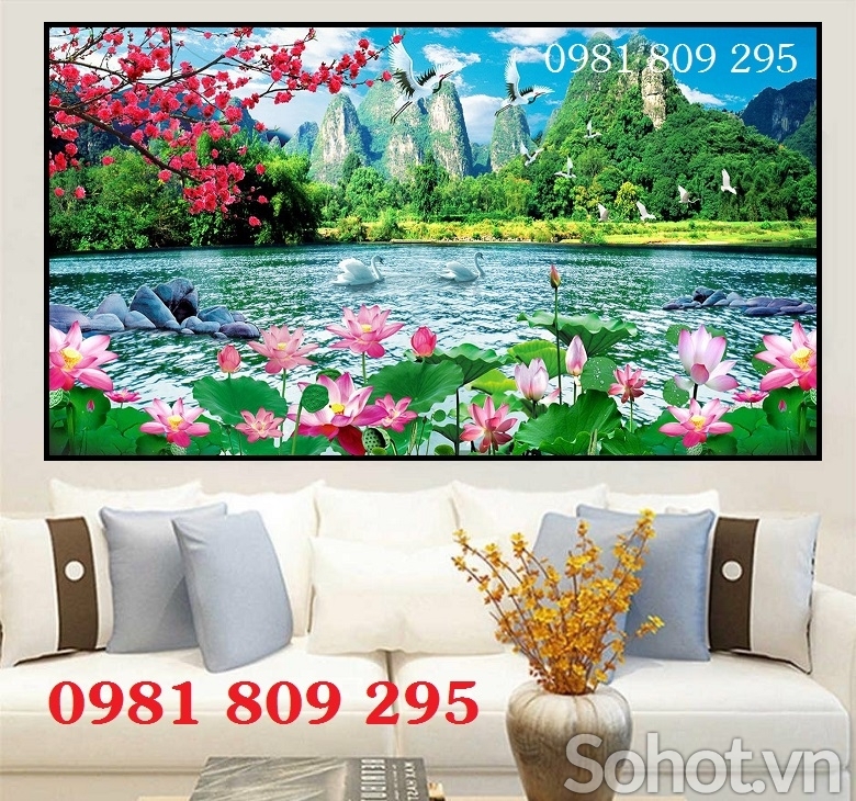 tranh 3d hoa sen , tranh gạch 3d , gạch tranh