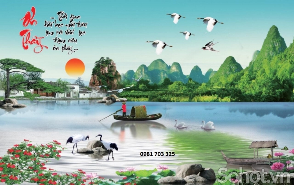 Gạch tranh 3D trang trí phòng khách