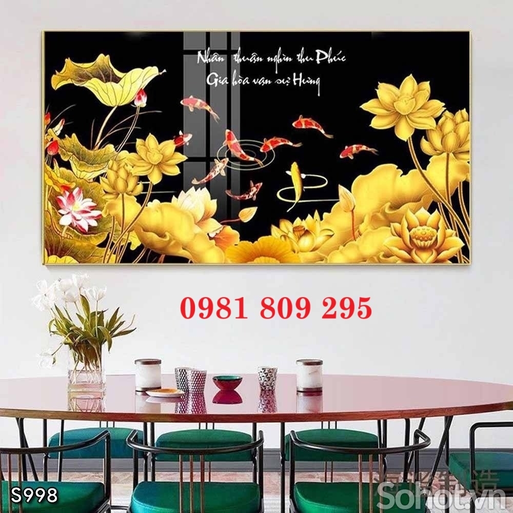 Tranh hoa sen , gạch ốp tường trang trí