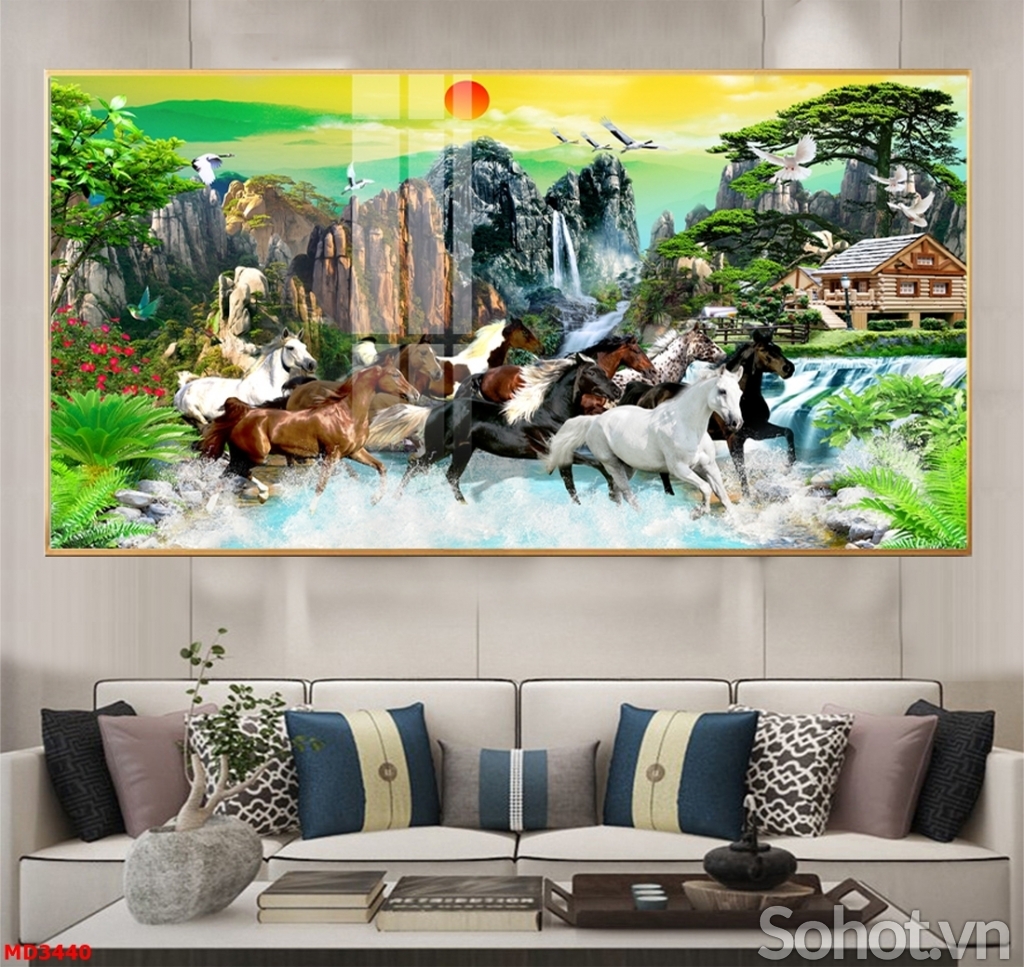 Tranh gạch men 3D mã đáo thành công