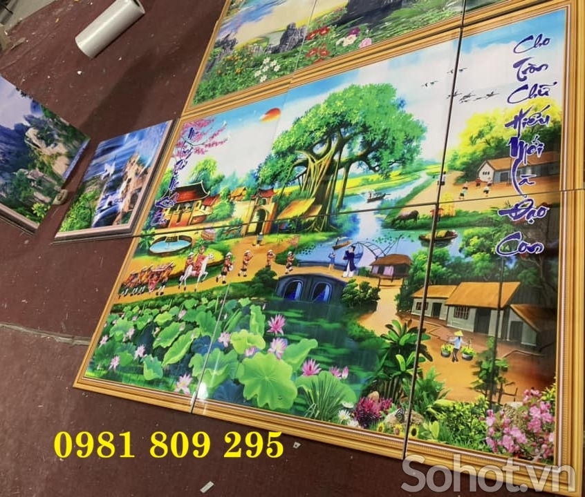Gạch tranh 3d Làng quê Việt nam