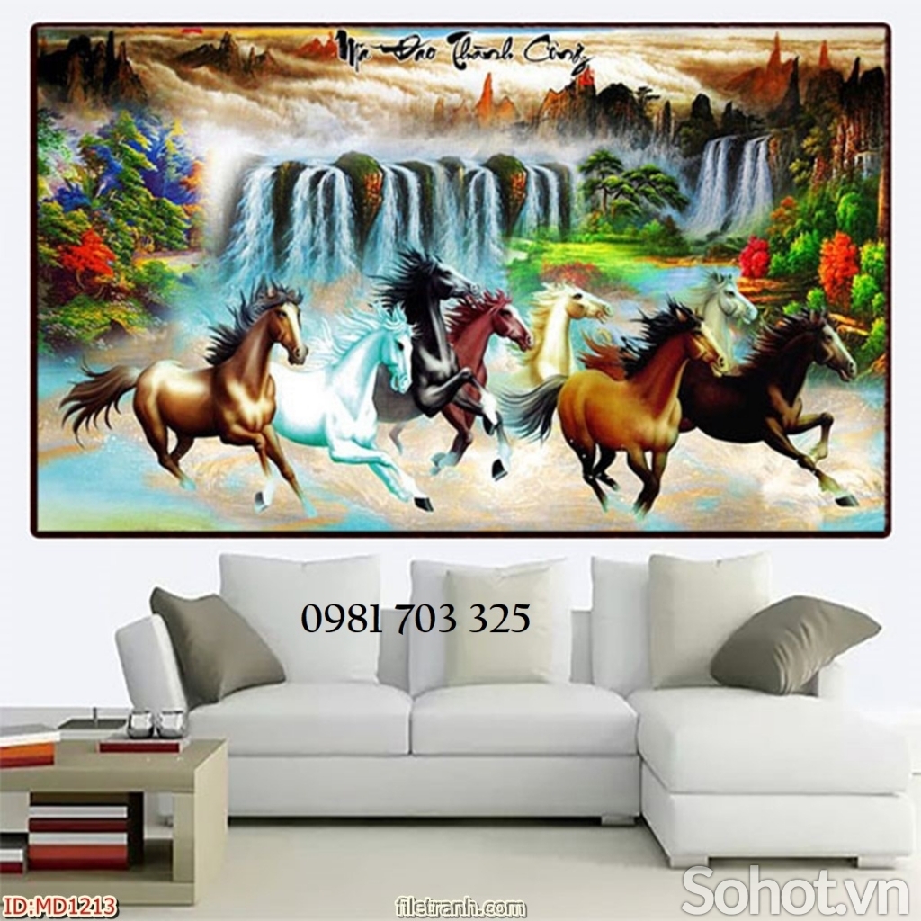 Tranh mã đáo thành công, tranh gạch men 3D phong thủy