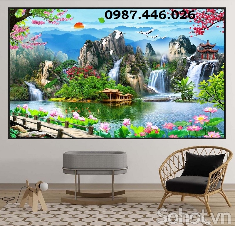 Gạch 3d tranh gạch thác nước HP8233