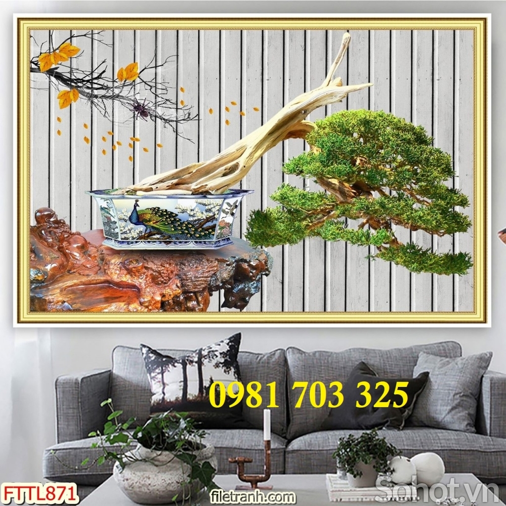 Tranh gạch 3d hoa mai trang trí