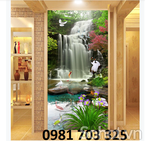 tranh gạch men 3D phong cảnh khổ đứng