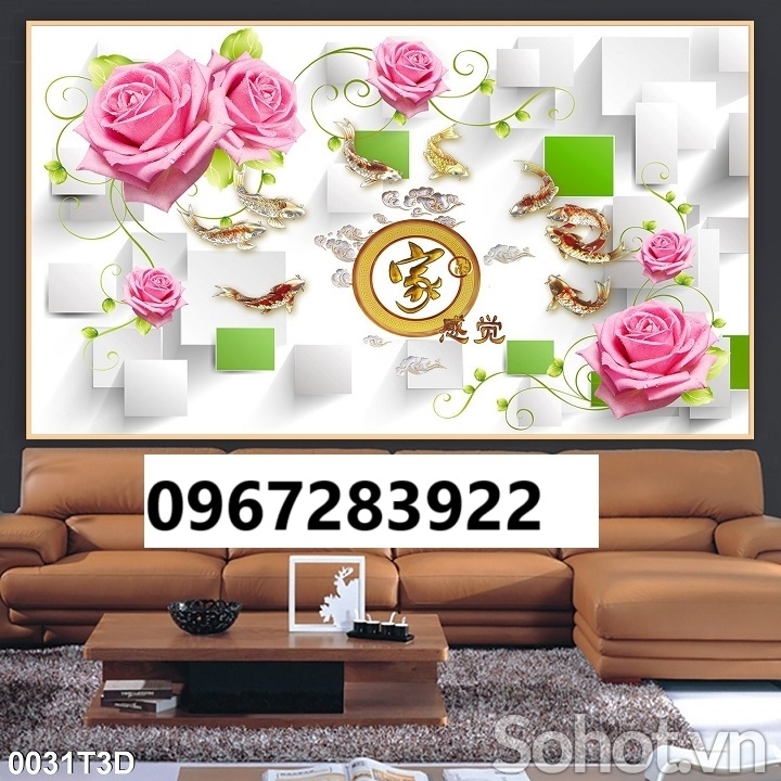 Tranh gạch đẹp trang trí hoa 3d