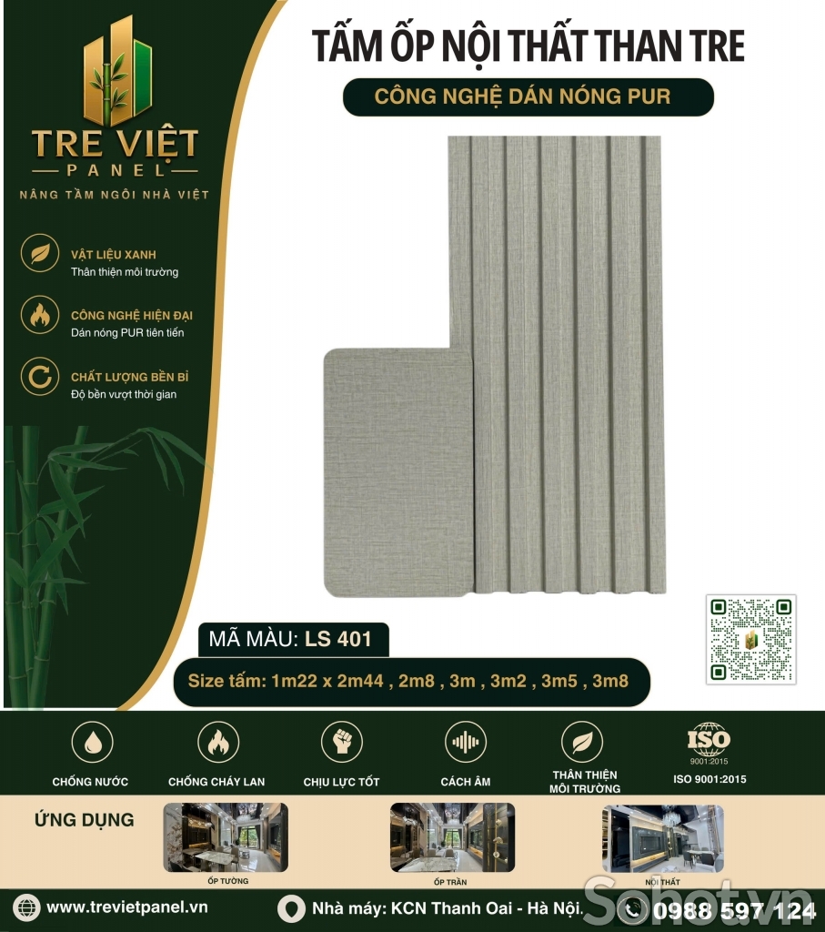 Tấm ốp tường lam sóng than tre