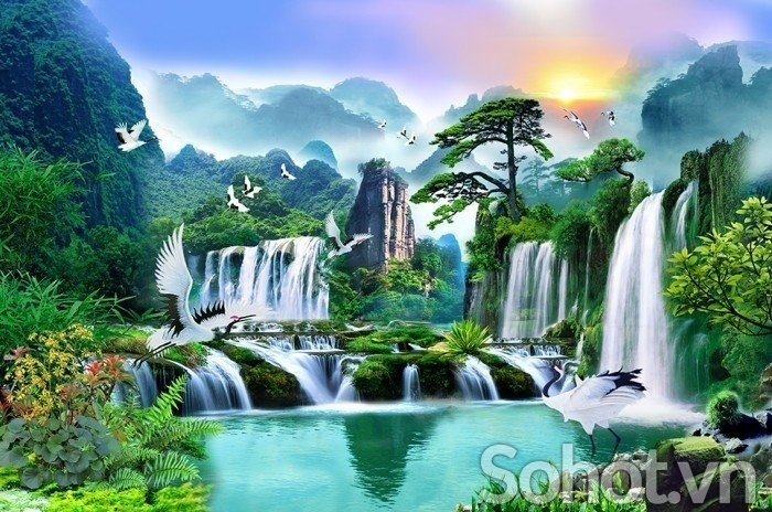 Gạch tranh 3d ốp tường phong cảnh - 100MNB