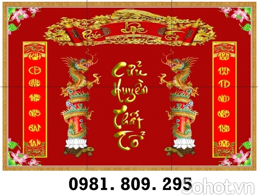 Tranh gạch men phòng thờ cửu huyền thất tổ