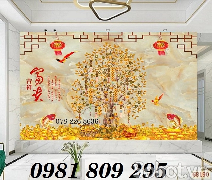 Tranh cây tiền vàng - gạch tranh 3d