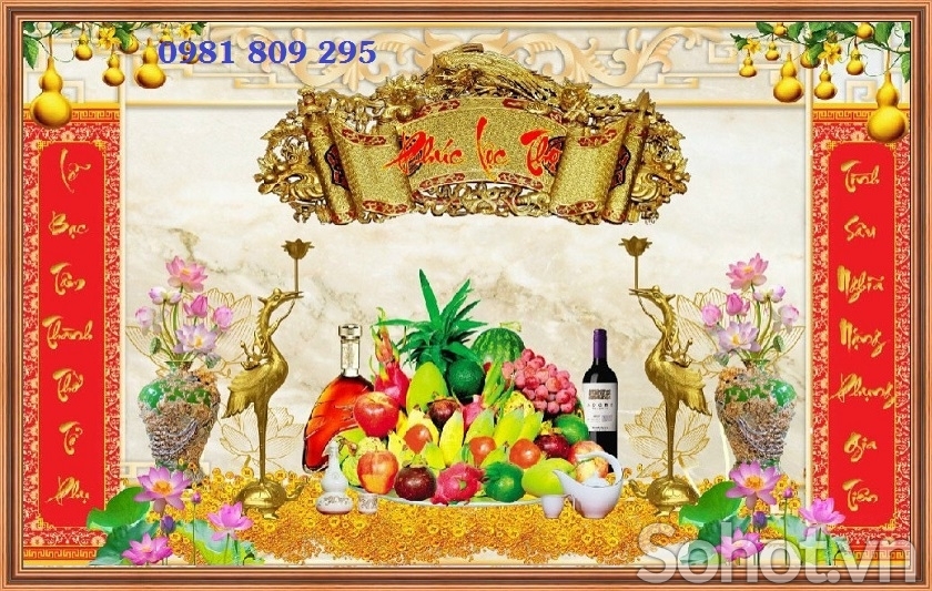 Tranh 3d , gạch tranh 3d phòng thờ bình hoa mới HU838