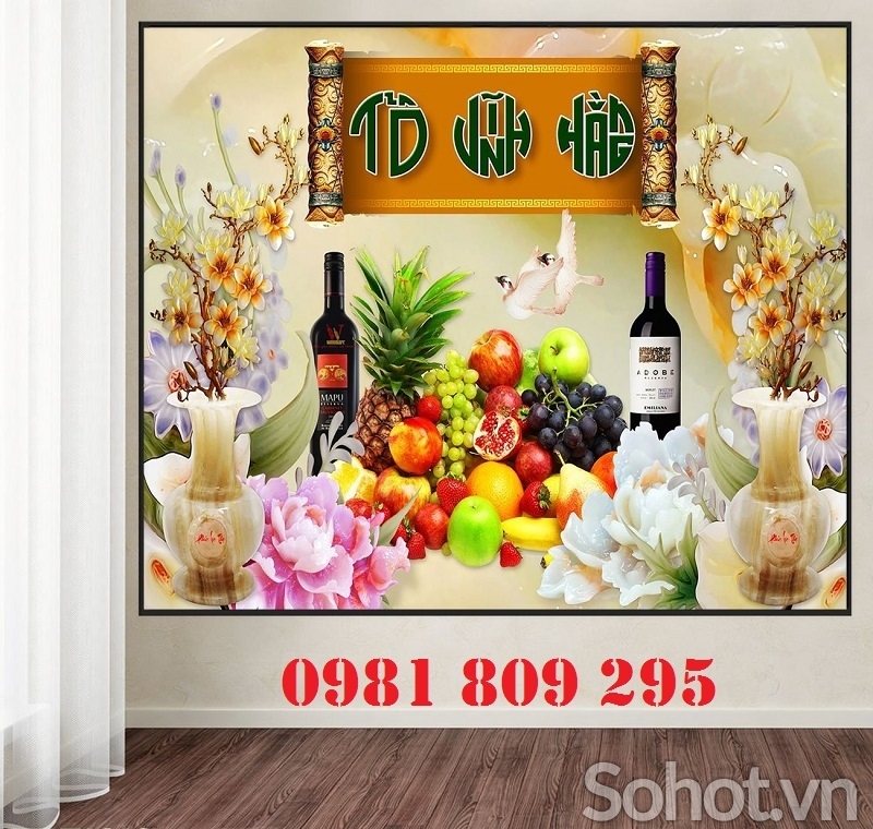 Gạch 3d câu đối , tranh gạch ban thờ