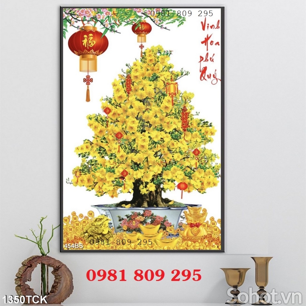 Gạch tranh hoa mai 3d chữ phúc
