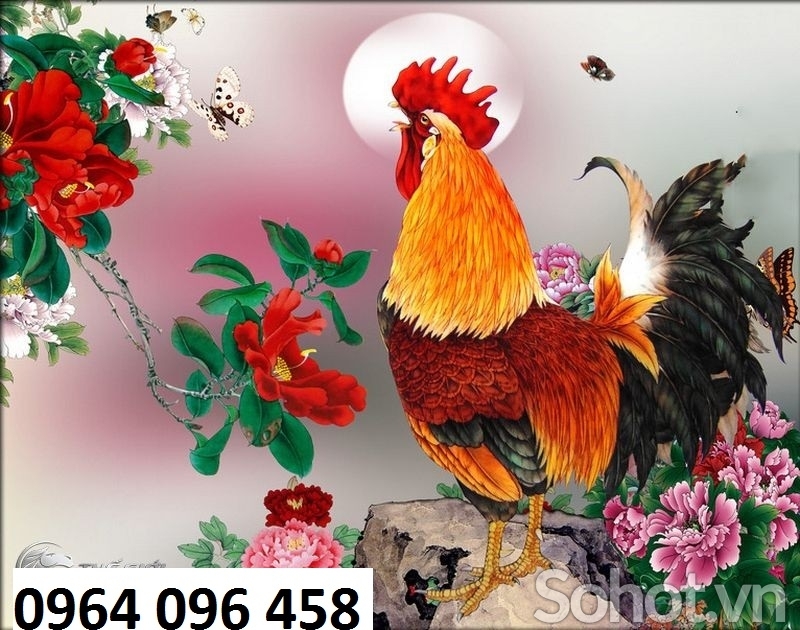Tranh gạch 3d con gà trống - XCX43
