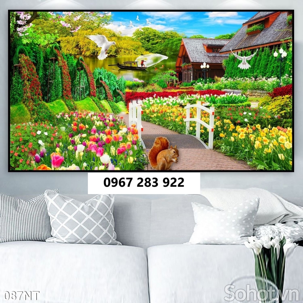 Gạch tranh trang trí vườn hoa