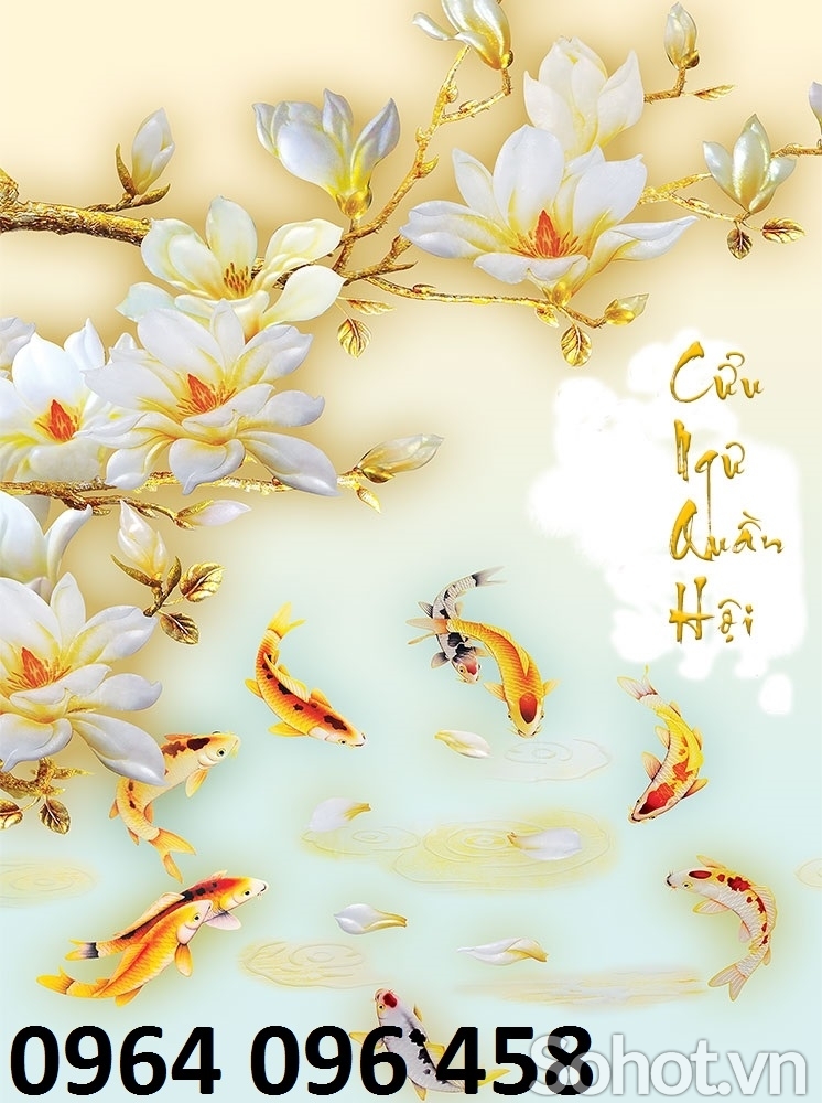 tranh cá chép phong thủy - tranh gạch 3d - BBB65