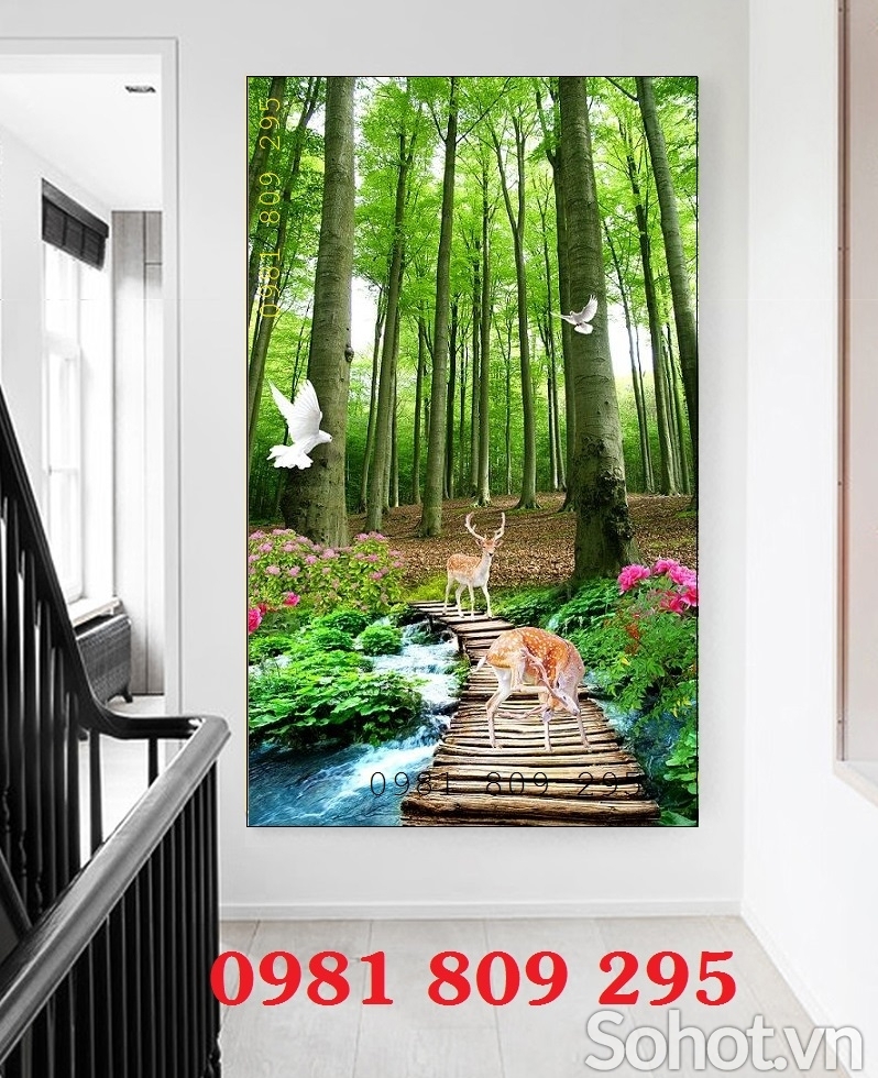 Gạch tranh 3d thiên nhiên ốp tường