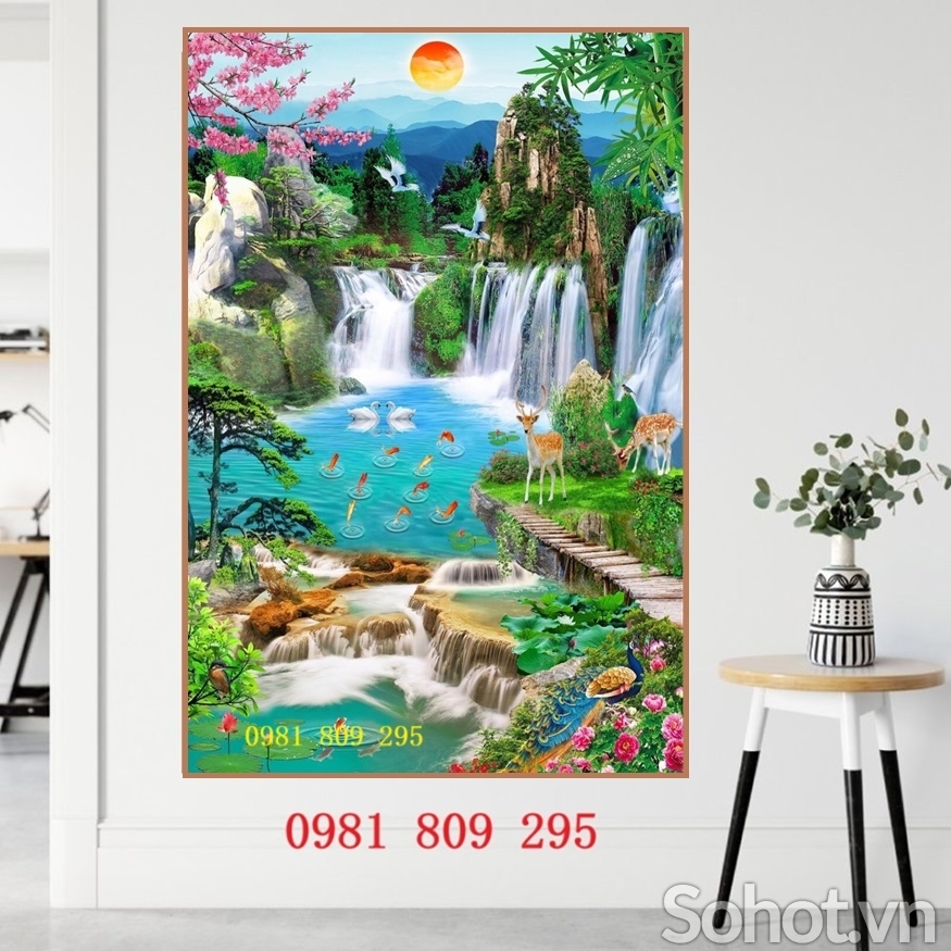 Tranh thác nước , gạch tranh