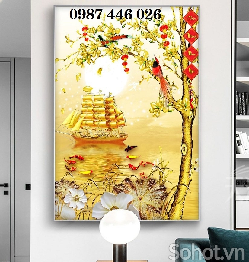 Tranh cây vàng- gạch tranh 3d