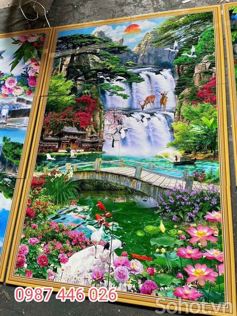 Gạch 3d, tranh phong cảnh in thực tế HP027