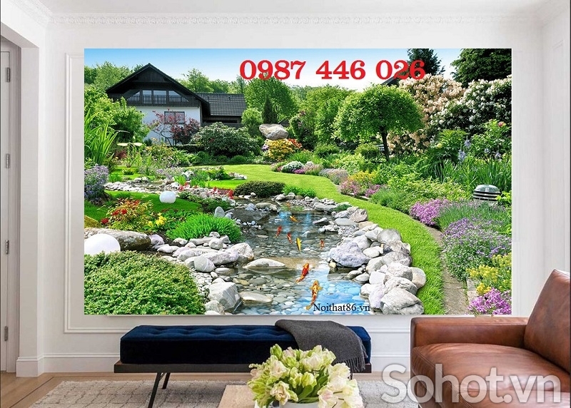 Gạch tranh cá chép 3d HP455