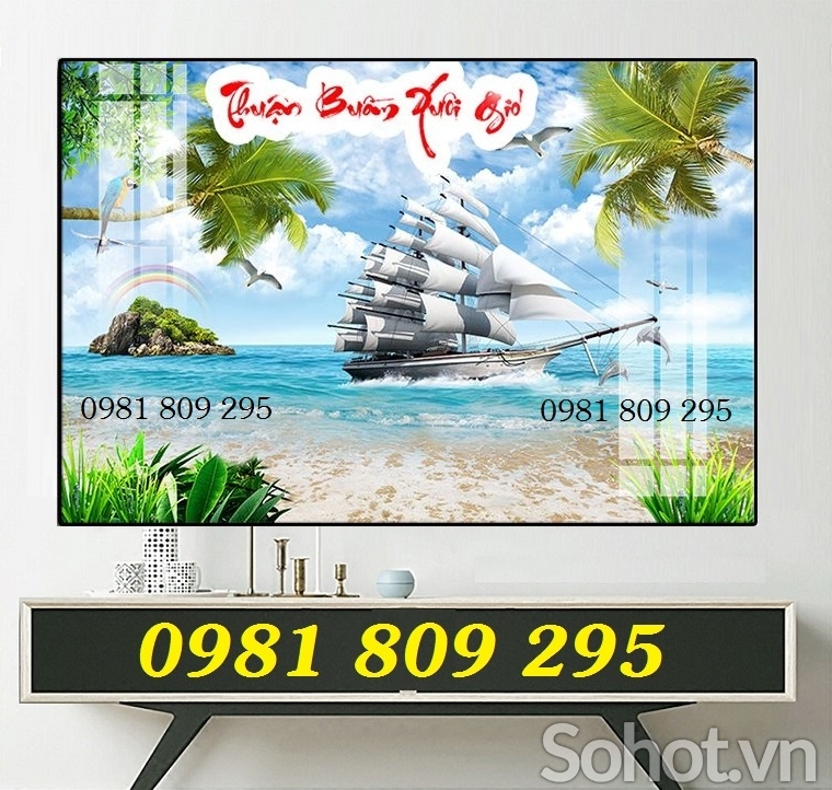 Gạch tranh 3d thuyền - thuận buồm xuôi gió