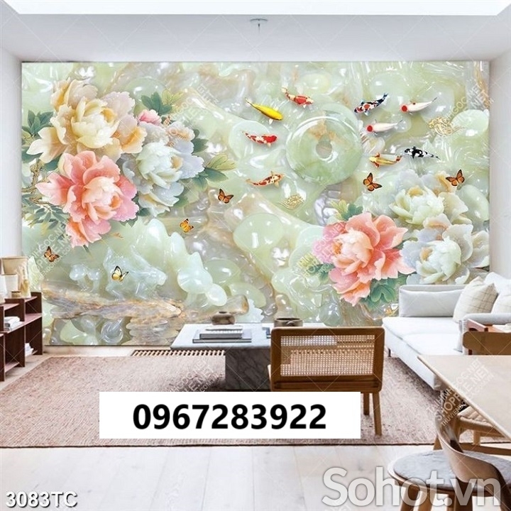 Tranh gạch trang trí mẫu đơn