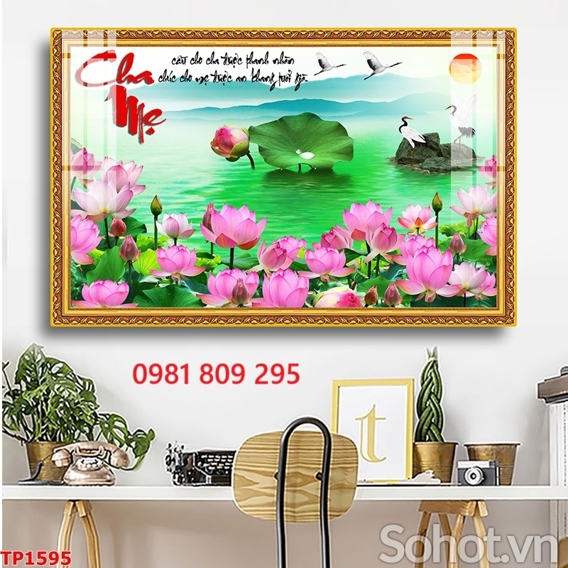 Tranh gạch men , gạch 3d hoa sen HN8281