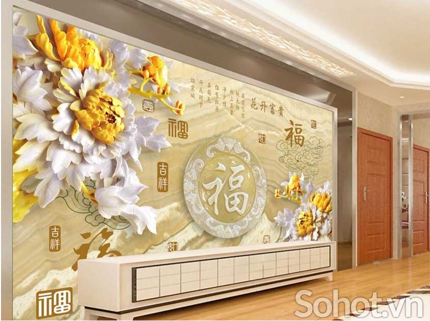 Tranh gạch 3d hoa sứ ngọc - BVC44