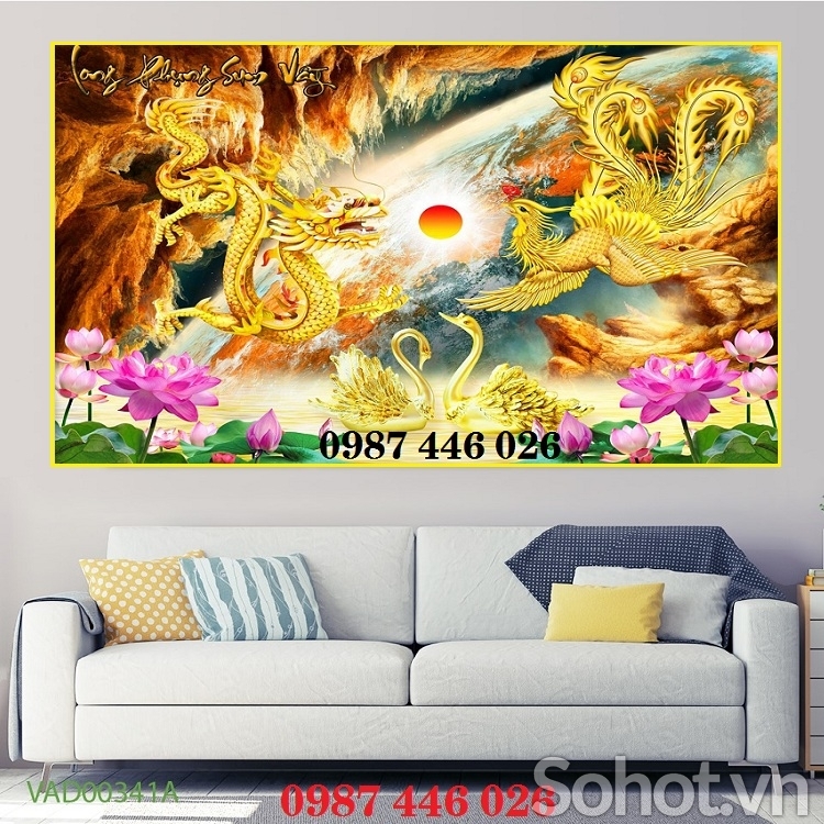 Gạch tranh rồng phượng vàng HP9233