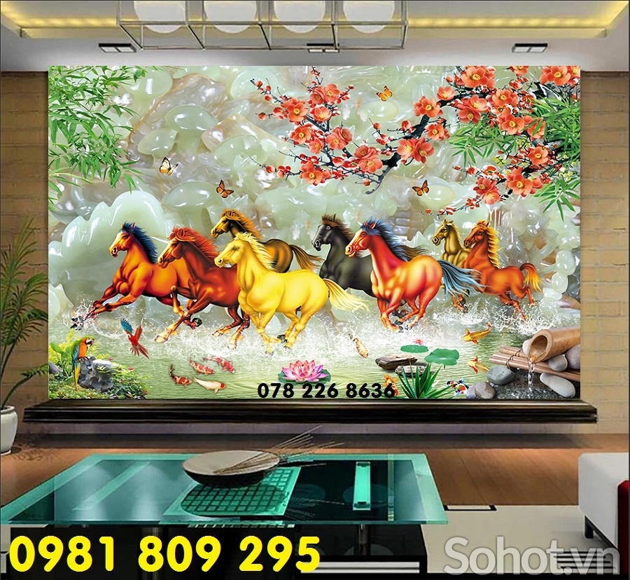 tranh gạch 3d - mã đáo phong thủy ốp tường