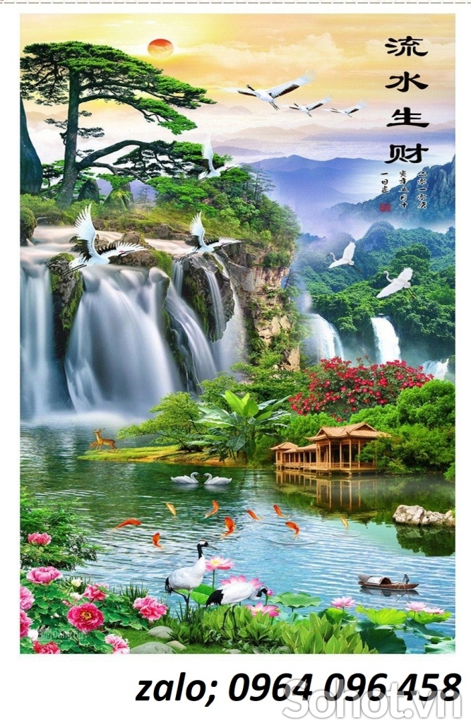 Tranh phong cảnh gạch 3d khổ đứng - ASXC55