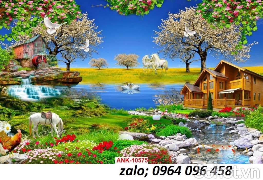 Tranh gạch 3d ốp tường phong cảnh đồng quê - CXV53