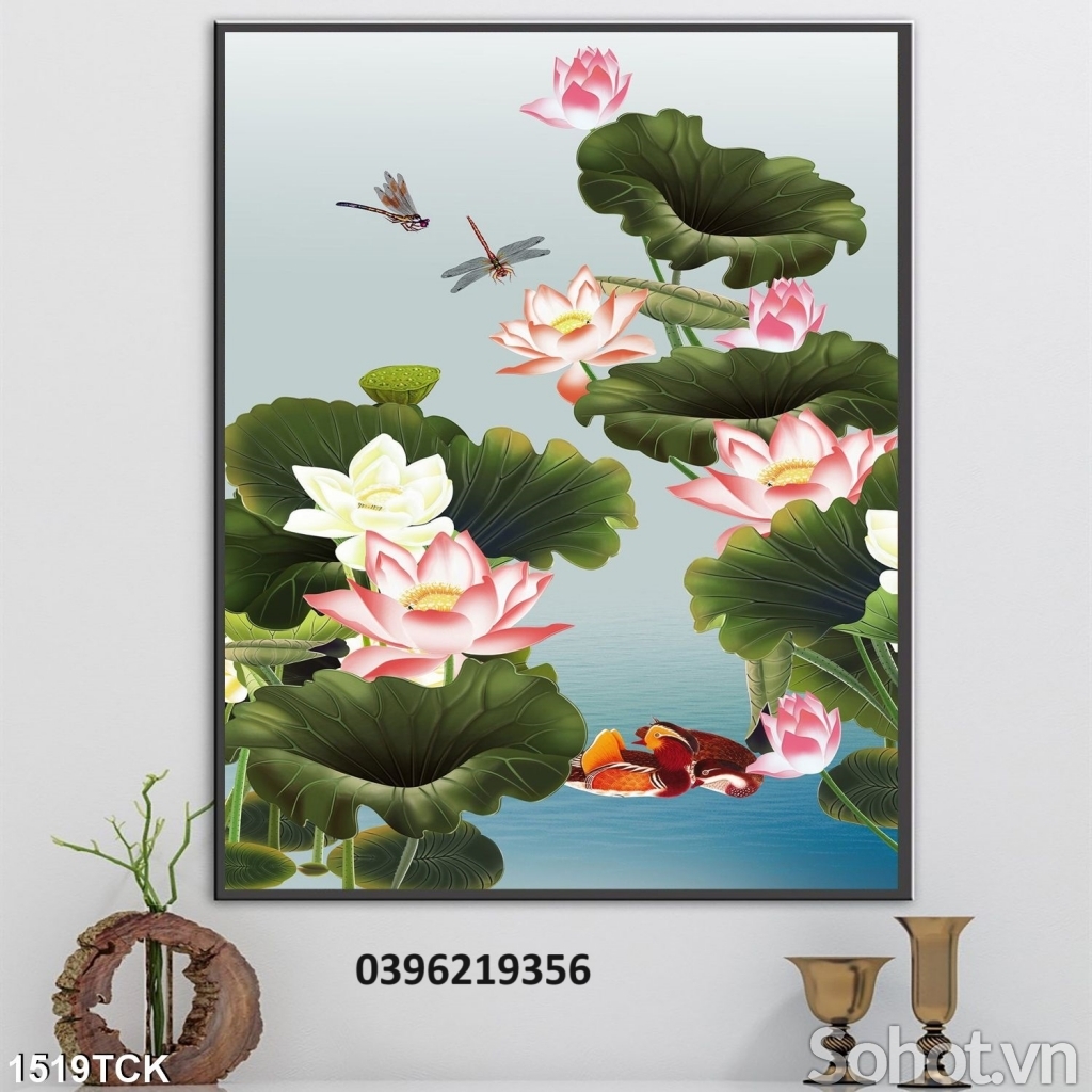 Tranh hoa sen đẹp trang trí