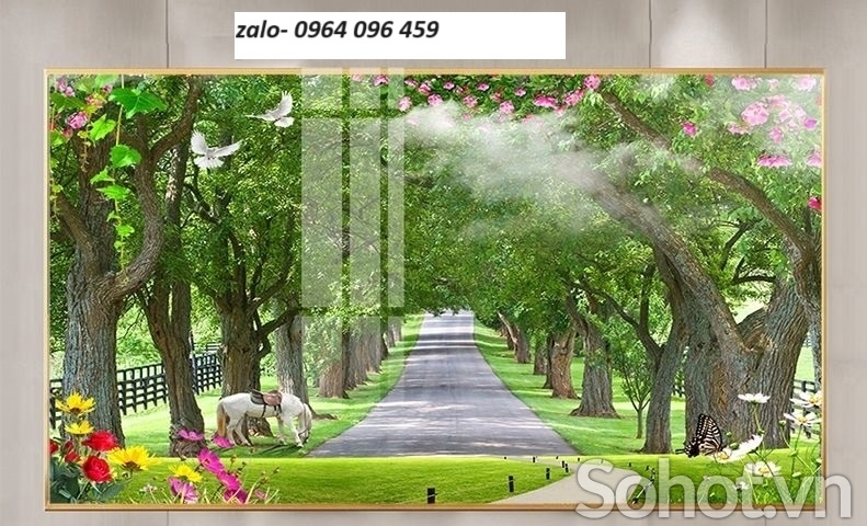 Tranh gạch 3d phong cảnh rừng cây cổ thụ - 355XC